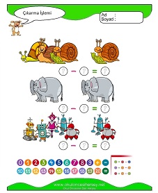 Çıkarma İşlemi Çalışma Sayfaları